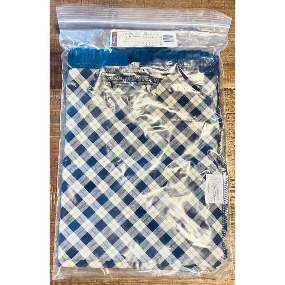 Longaberger Blue Ribbon Crafting Blue Ribbon Plaid Fabric Basket Liner #28682148